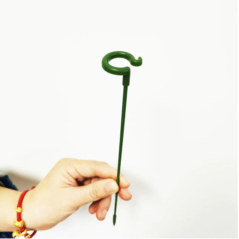 Plant Supports with Support Ring (Set of 10) | Straight Stems Without Bending | Discreet Green, Durable &amp; Reusable | 17–48 cm