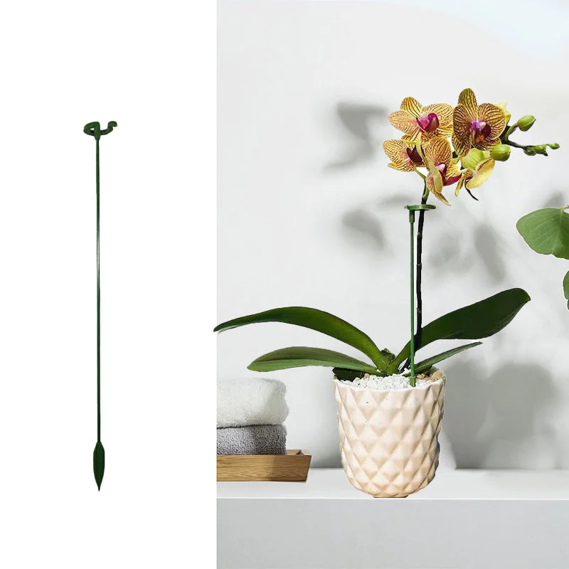 Plant Supports with Support Ring (Set of 10) | Straight Stems Without Bending | Discreet Green, Durable &amp; Reusable | 17–48 cm