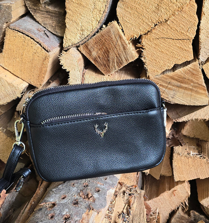 Trachtentasche Damen | Dirndltasche mit Hirschmotiv, Reißverschlussfächern und verstellbarem Schultergurt