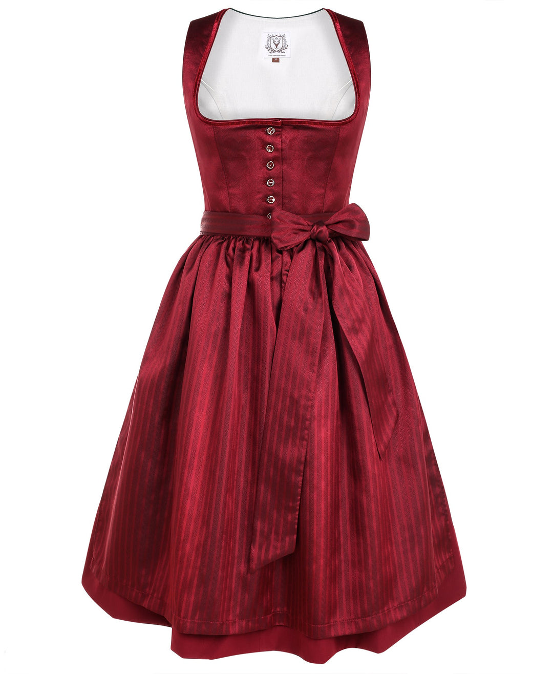 Dirndl Midi Damen | Trachtenkleid mit Plissee-Schürze für Oktoberfest, Volksfest und festliche Anlässe