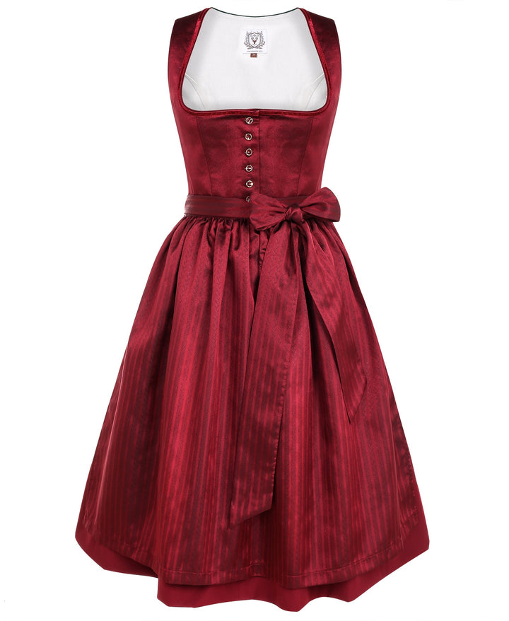 Dirndl Midi Damen | Trachtenkleid mit Plissee-Schürze für Oktoberfest, Volksfest und festliche Anlässe