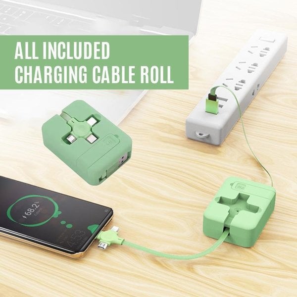 3-in-1 Ladekabel | Ausziehbares 1-m-Kabel mit USB-C, Micro-USB und Lightning-Anschluss für unterwegs
