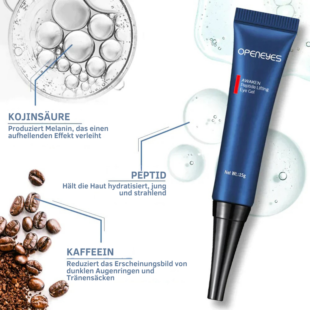 Peptid Lifting Augengel gegen Augenringe &amp; Schwellungen | mit Kojisäure &amp; Koffein | glättet feine Linien, strafft &amp; hydratisiert | 1+1 Gratis