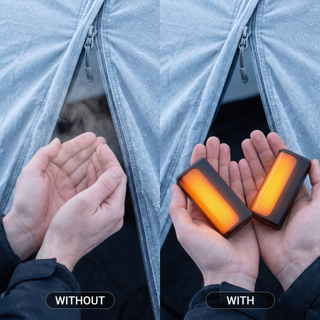 Elektrische Handwärmer | Wiederaufladbares 2er-Set mit Magnetverbindung, 3 Heizstufen, 6000-mAh-Akku und USB-C-Ladefunktion