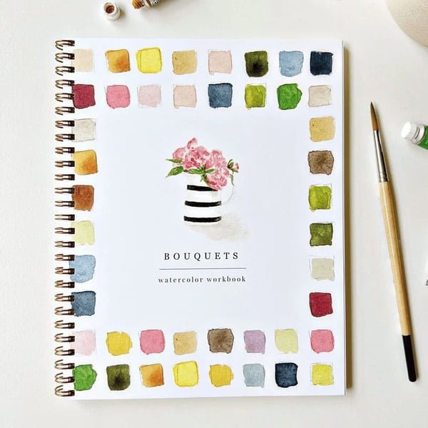 Aquarell-Arbeitsbuch für Anfänger | Malbuch mit 12 Motiven, Schritt-für-Schritt-Anleitungen und hochwertigem Aquarellpapier