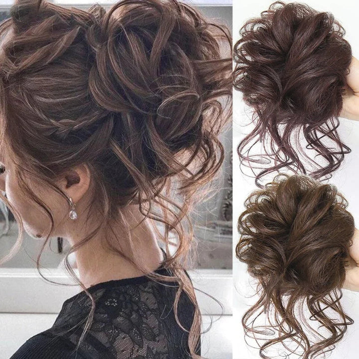 Bun hairpiece to clip on for instant volume | Messy bun look in seconds | Secure hold, light &amp; natural