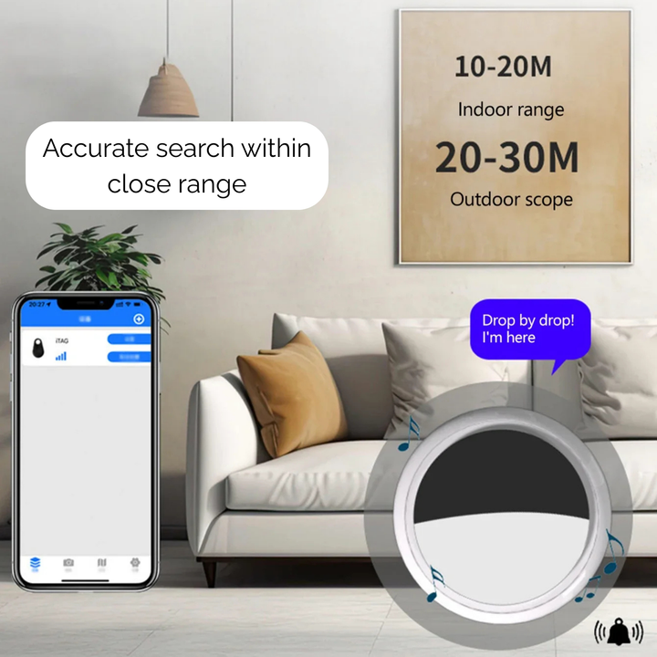 Bluetooth Haustier Tracker | Kabelloser Tierfinder mit App, Trennungsalarm, Tonsignal und Standortanzeige für Hunde und Katzen
