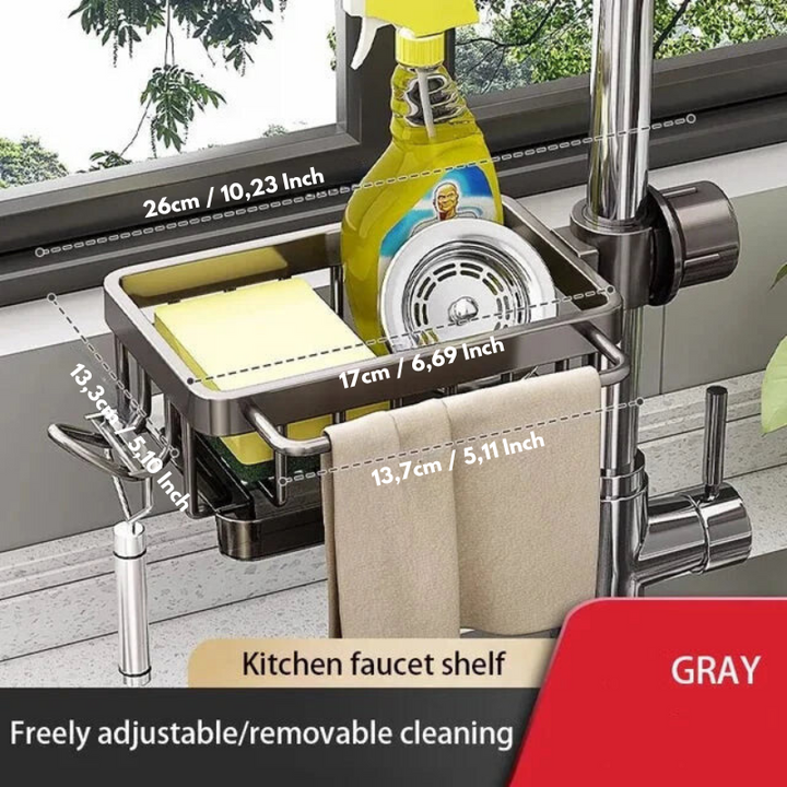 Aluminum Sink Organizer | Rustproof &amp; durable | Space-saving for sponges &amp; accessories