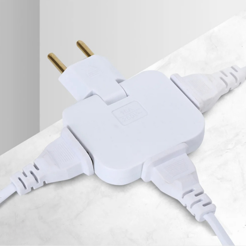 Mehrfachsteckdose mit Drehstecker | 3-fach-Steckdosenadapter mit 180° Drehkopf und platzsparendem Design