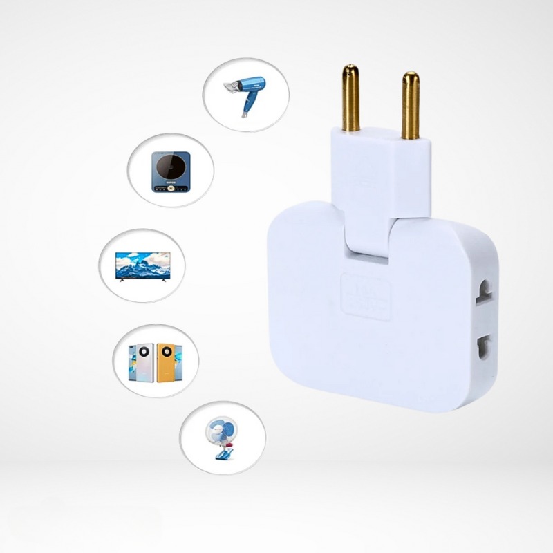 Mehrfachsteckdose mit Drehstecker | 3-fach-Steckdosenadapter mit 180° Drehkopf und platzsparendem Design