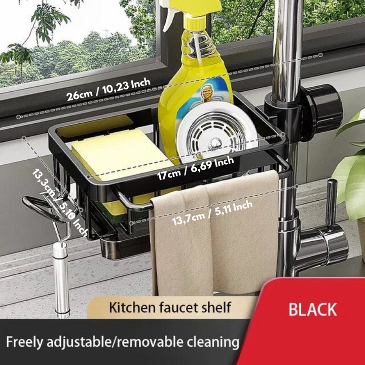 Aluminum Sink Organizer | Rustproof &amp; durable | Space-saving for sponges &amp; accessories