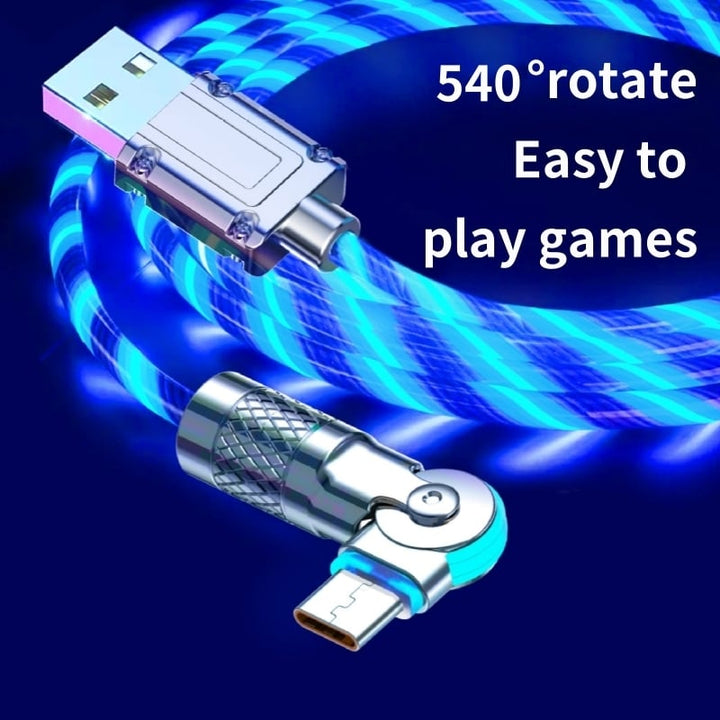 Fast charging cable with LED light effect | 540° rotatable plug | USB cable with fast charging