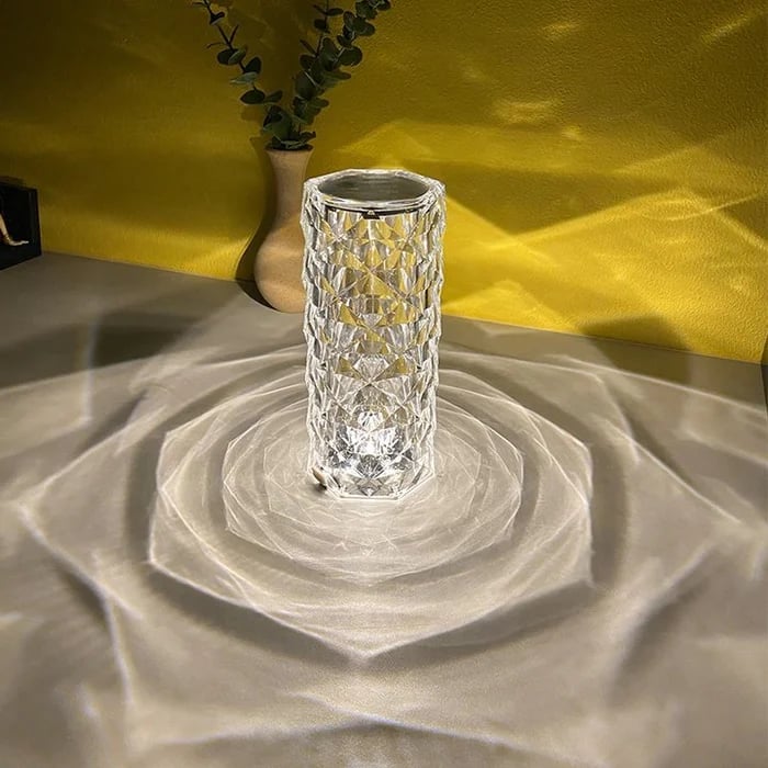 Kristall-Tischlampe mit 3D-Diamant-Effekt | Dimmbare RGB-LED-Lampe mit 16 Farben, Touch-Steuerung &amp; Fernbedienung