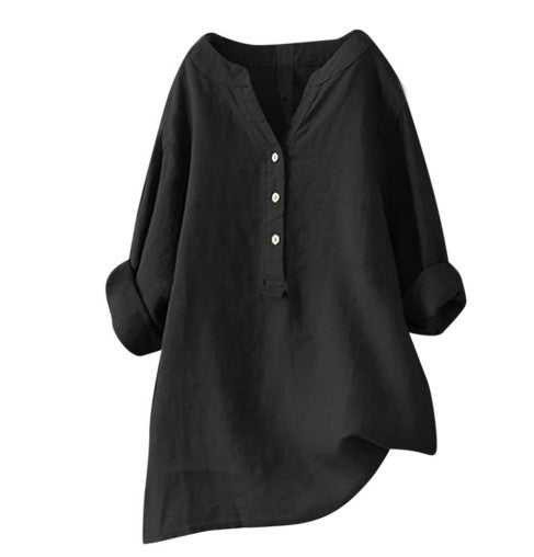 Damen Casualkleid mit V-Ausschnitt | Lockeres Sommerkleid mit verstellbaren Ärmeln