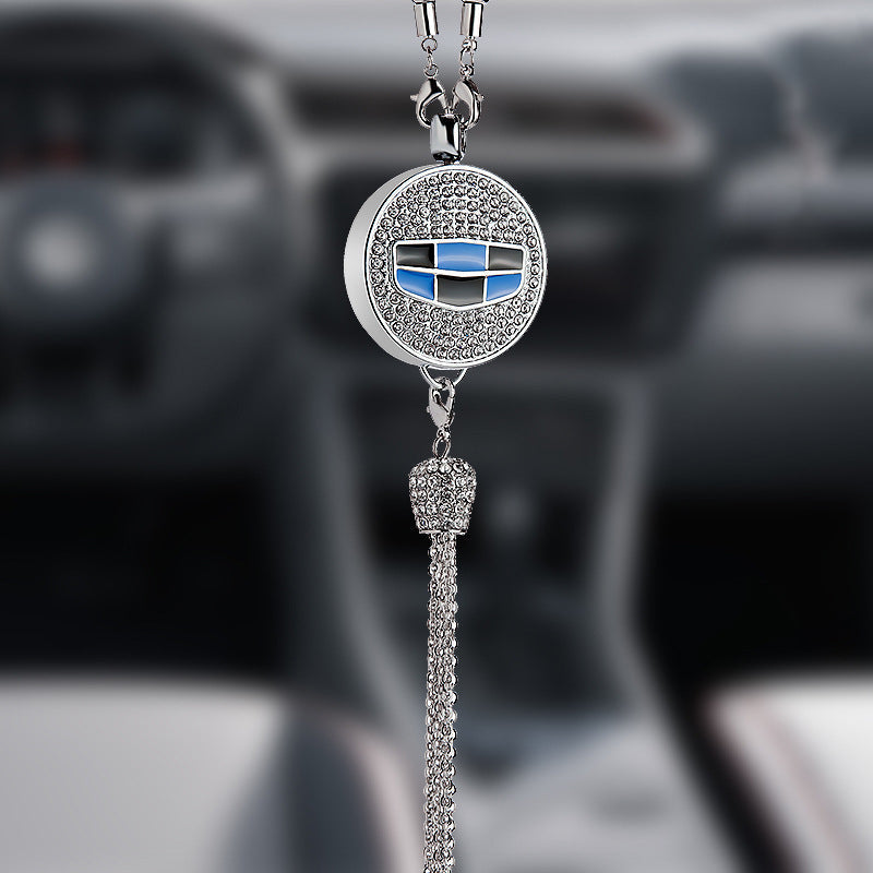 Car Rearview Mirror Pendant with Crystal | Zinc alloy &amp; rhinestones | Sparkling decoration with scent pendant, gift idea