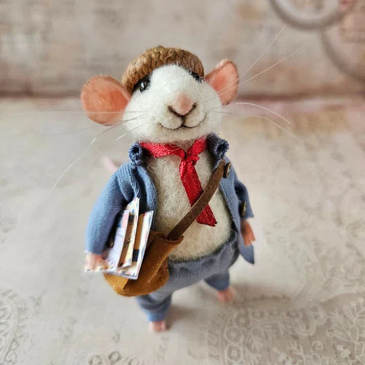 Handmade Felt Mouse | Christmas Decoration &amp; Gift Idea | Needle-Felted from Wool &amp; Fabric | Sustainable