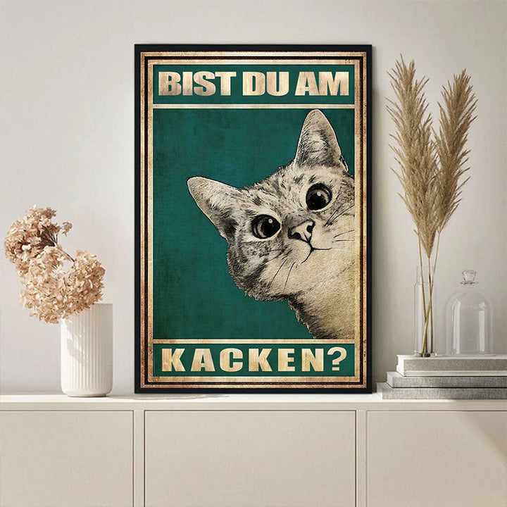 Katze Leinwandbild lustig | Baumwoll-Canvas mit Premium-Tinte | Witziger Blickfang für Wohnzimmer, Büro &amp; Geschenkidee