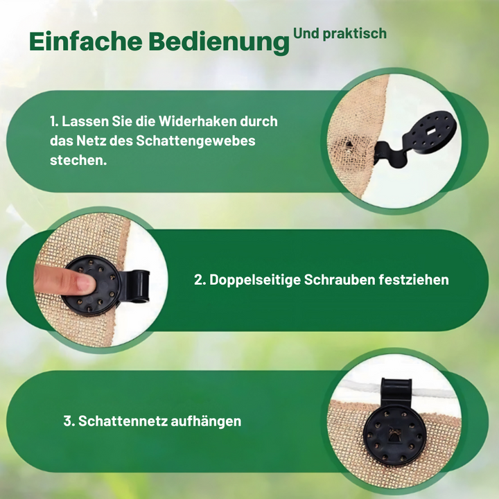 Csipeszek árnyékoló hálóhoz és napellenző ponyvához, 50 darab | Lock-Grip a szél miatti elcsúszás ellen | Kertbe és teraszra | Műanyag fekete, 6×4 cm
