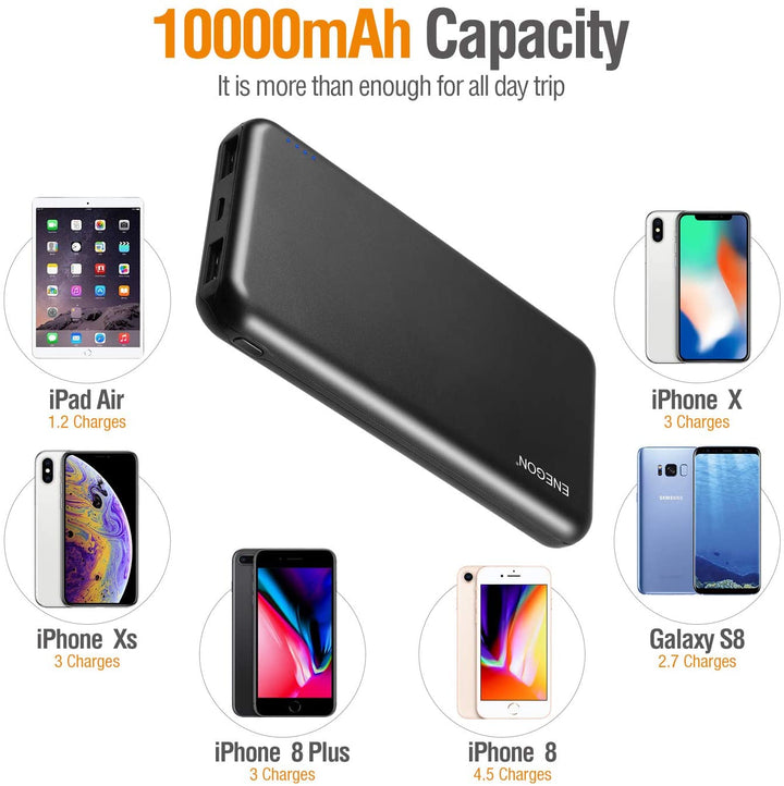 Powerbank | 10000 mAh 2er-Pack mit Dual-USB für Smartphone und Tablet