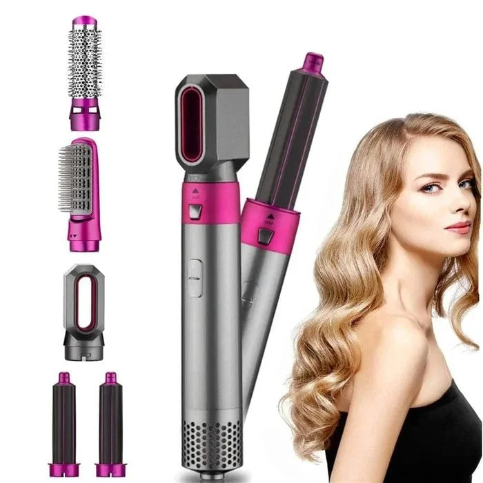 Warmluftbürste | 5-in-1 Haarstyler mit Keramikbeschichtung, 3 Temperaturstufen und 1000 W
