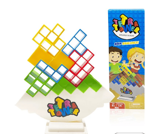 3D Tetris Stapelspiel mit 16 Bausteinen | Geschicklichkeits- &amp; Denkspiel für Kinder &amp; Erwachsene | Fördert Konzentration &amp; Motorik