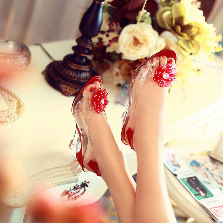 Damen transparente Sandalen | KlareEleganz™ Keilabsatz 7 cm &amp; Fischmund