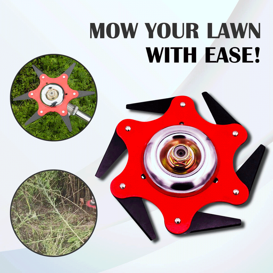 Tête de coupe en acier 6 lames | Alésage 25,4 mm (1"), acier manganèse 65Mn | Coupe à 360° pour mauvaises herbes et herbe | Compatible avec de nombreux débroussailleuses