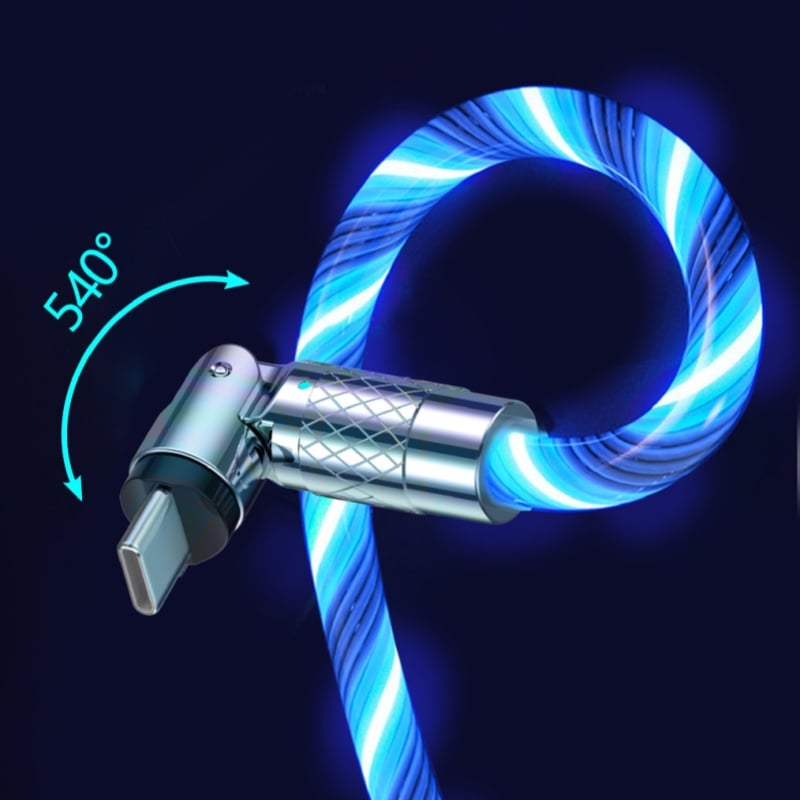 Fast charging cable with LED light effect | 540° rotatable plug | USB cable with fast charging
