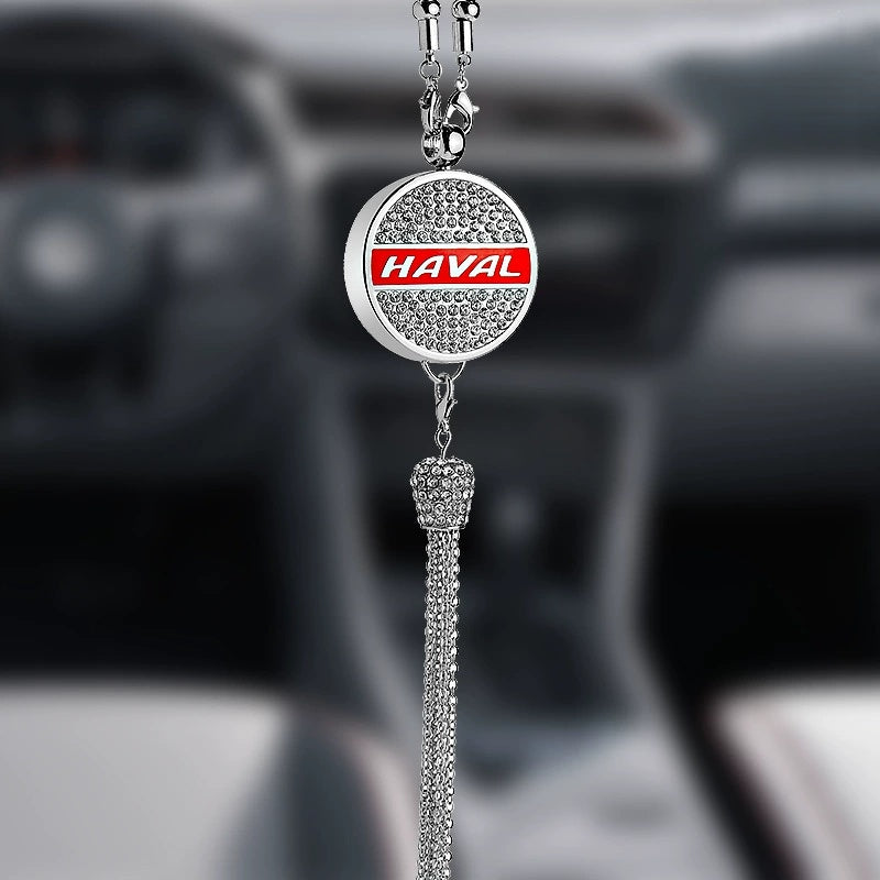 Car Rearview Mirror Pendant with Crystal | Zinc alloy &amp; rhinestones | Sparkling decoration with scent pendant, gift idea