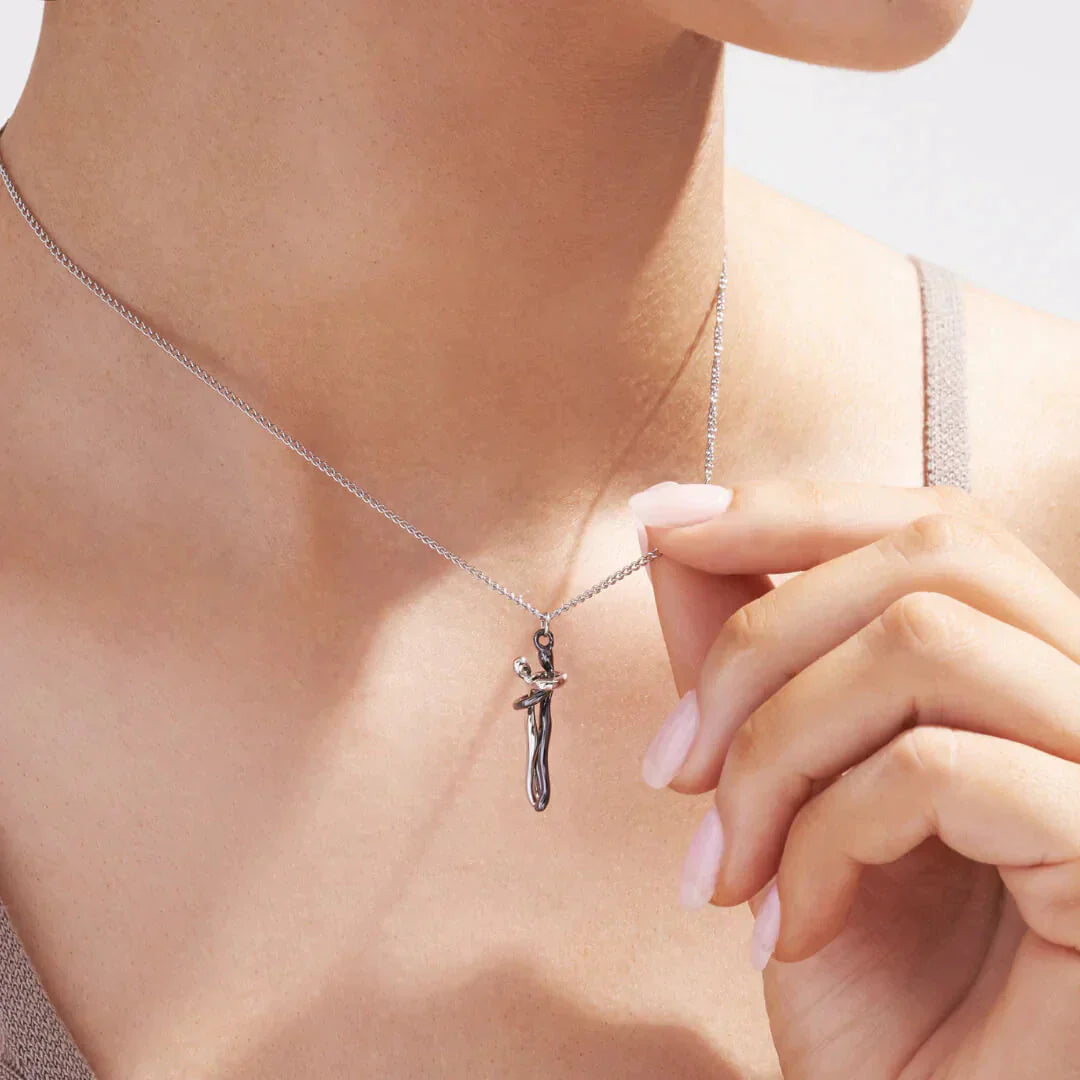 Hug heart pendant necklace | Stainless steel chain with brass pendant | Symbol of love &amp; connection | Gift idea