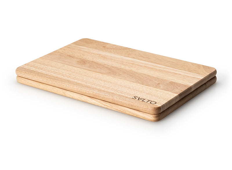 Schneidebrett 2er Set aus Gummibaumholz | Continenta SALTO mit geölter Oberfläche | Messerschonende Holzbretter 30 x 21 cm