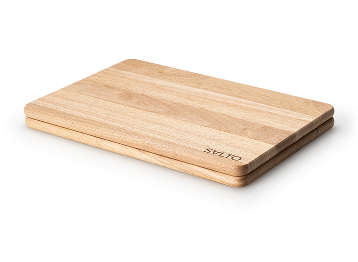 Schneidebrett 2er Set aus Gummibaumholz | Continenta SALTO mit geölter Oberfläche | Messerschonende Holzbretter 30 x 21 cm