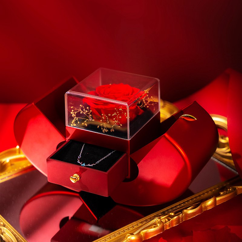Scatola porta gioie Rose Apple™ | Con collana con rosa eterna