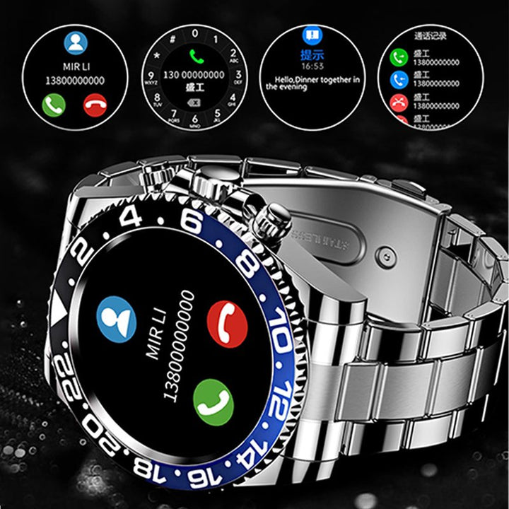 Smartwatch 1,28 Zoll HD Display | Drehbare Lünette &amp; Bluetooth-Anrufe | Herzfrequenz, Schlaf, Sportmodi, Edelstahlband