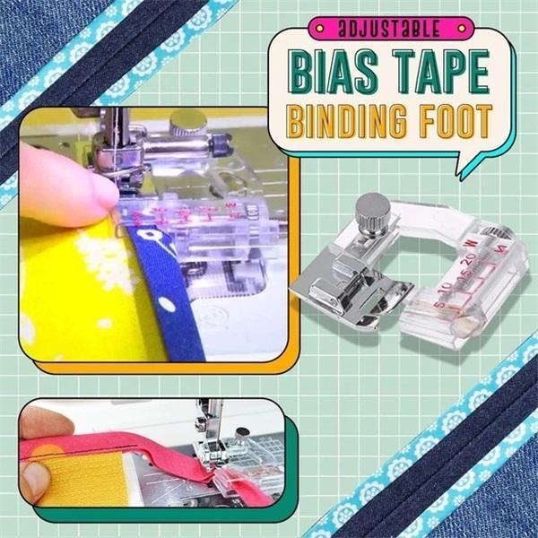 Adjustable bias foot for sewing machines | Adjustable 5–20 mm | Transparent scale guide, snap-on, set of 2