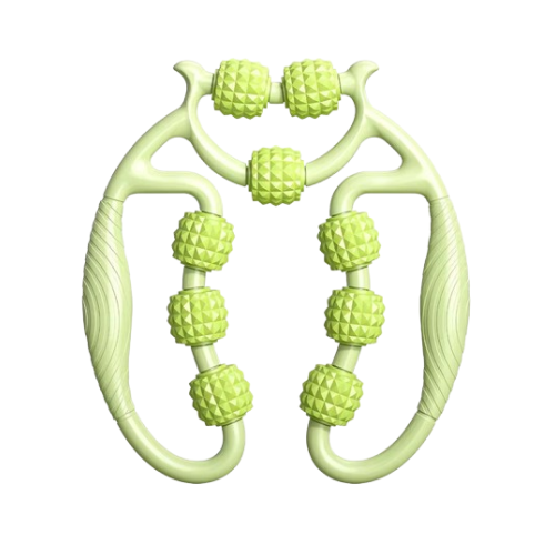 Massaggiatore per gambe con anello a rulli | Massaggio a pressione a 360° per cosce e polpacci | Manici ergonomici, antiscivolo | Colori verde/rosa/blu
