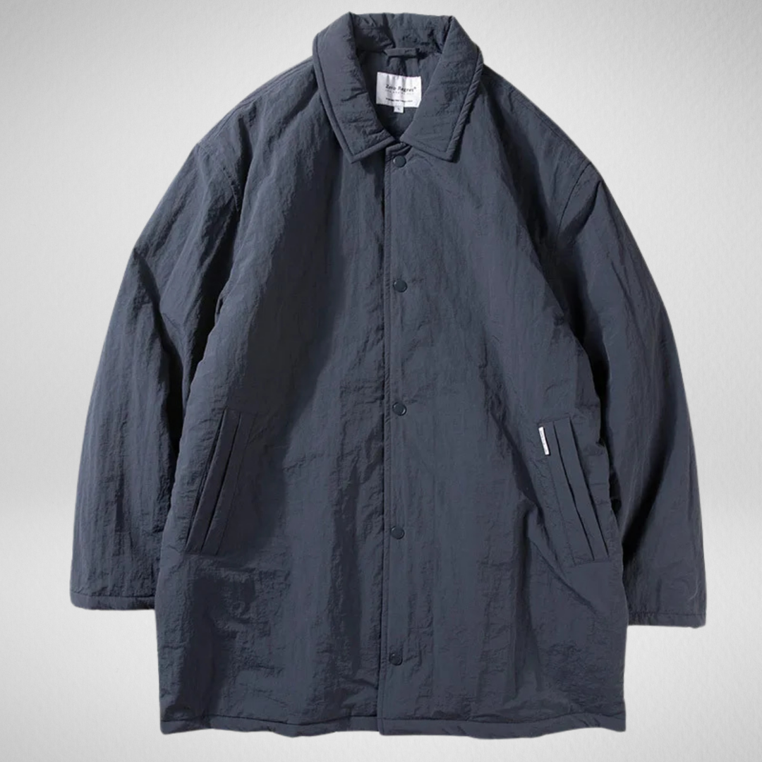 Herren Windbreaker-Mantel im Vintage-Stil | Leichter windabweisender Übergangsmantel mit Knopfleiste und Seitentaschen für Alltag