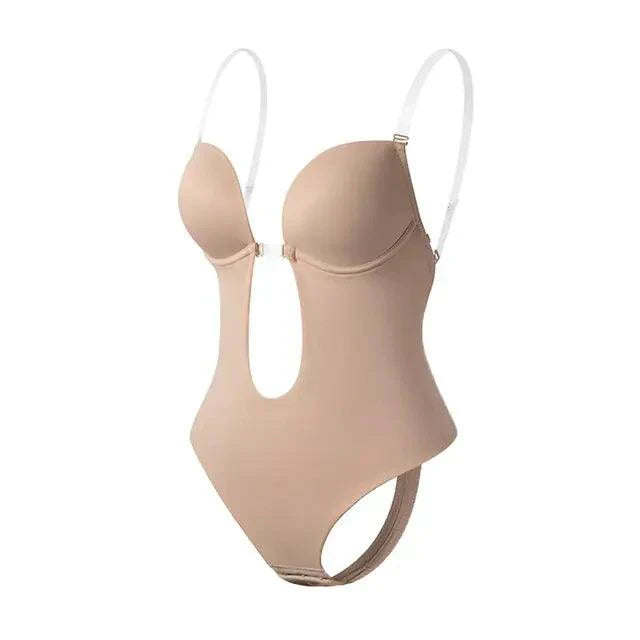 Body shapewear dos nu avec bretelles transparentes | Lissant et soutenant sans coutures | Invisible sous les robes | Lot de 2