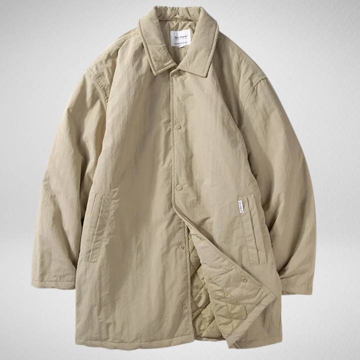 Herren Windbreaker-Mantel im Vintage-Stil | Leichter windabweisender Übergangsmantel mit Knopfleiste und Seitentaschen für Alltag