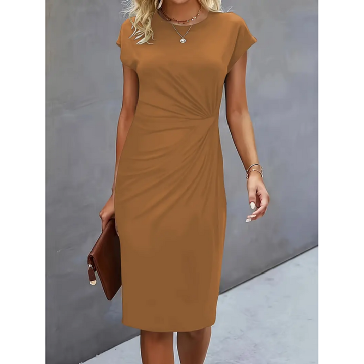 Damen Midikleid kurzarm | Tailliertes Businesskleid für Büro und Events