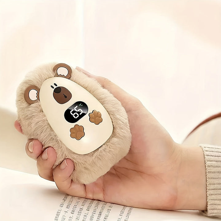 Elektrischer Handwärmer | Wiederaufladbarer Taschenwärmer mit USB-Ladefunktion, flauschigem Tier-Design und Digitalanzeige für kalte Tage