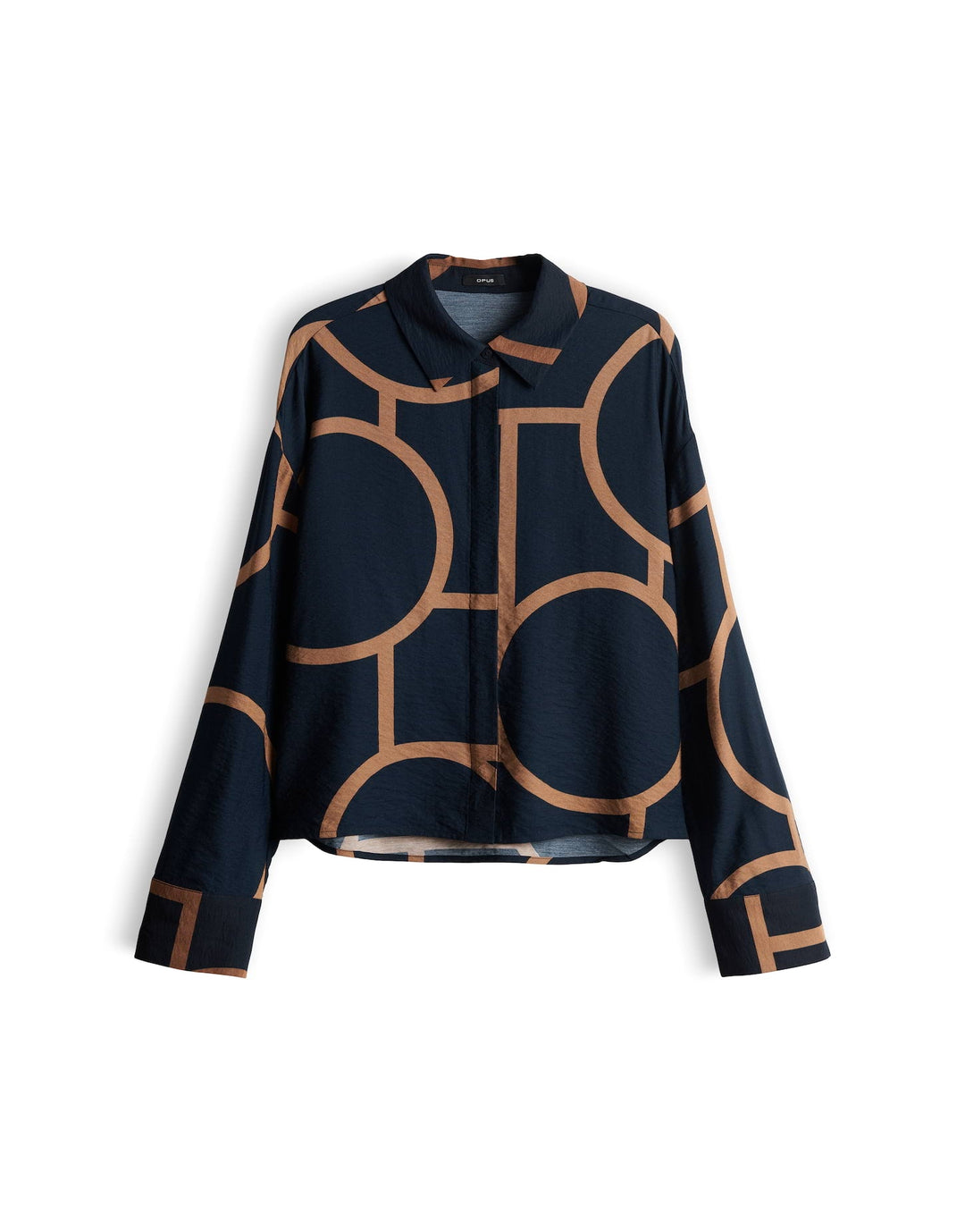 Damen Bluse mit grafischem Muster | Lockere Hemdbluse mit langen Ärmeln, Hemdblusenkragen &amp; Loose-Fit-Schnitt