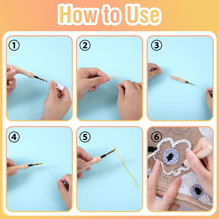 Punch Needle Set for Punch Needle Embroidery | Interchangeable Color-Coded Needles | Precise Stitches, Stainless Steel, Ideal for Beginners