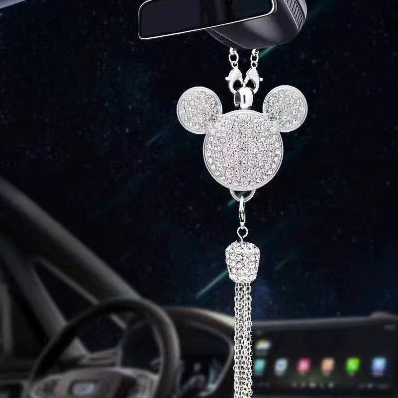 Car Rearview Mirror Pendant with Crystal | Zinc alloy &amp; rhinestones | Sparkling decoration with scent pendant, gift idea