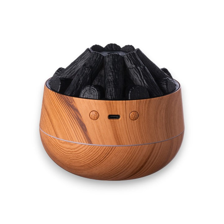 Aroma-Diffusor mit Flammeneffekt | 130-ml-Wassertank, USB-Betrieb, feiner Duftnebel und kompakte Holzoptik
