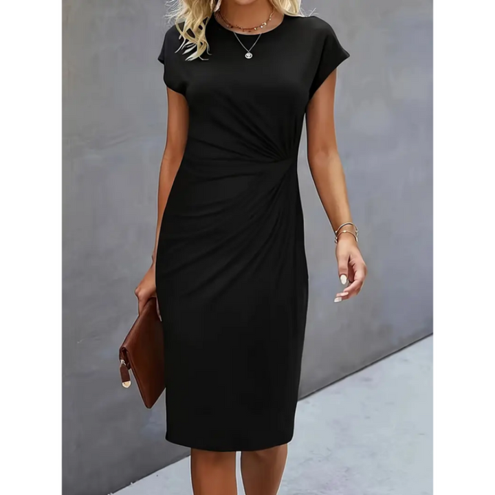 Damen Midikleid kurzarm | Tailliertes Businesskleid für Büro und Events