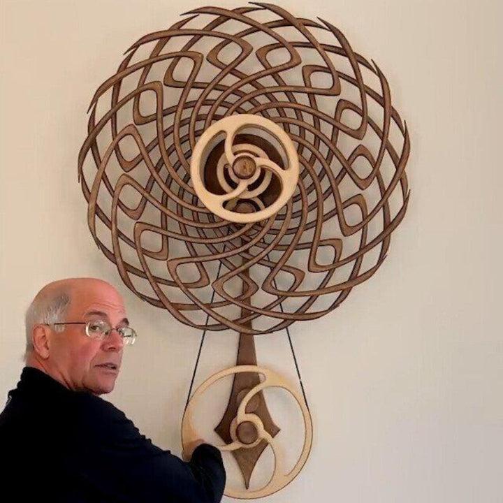 Kinetische Holzskulptur mit Federmechanik | Handgefertigte bewegte Deko | Poliertes Holz, Wand- oder Tischkunst mit faszinierenden Mustern