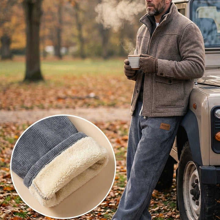 Herren Cordhose | Gerade geschnittene Winterhose mit verstellbarem Bund und optional wärmender Fütterung
