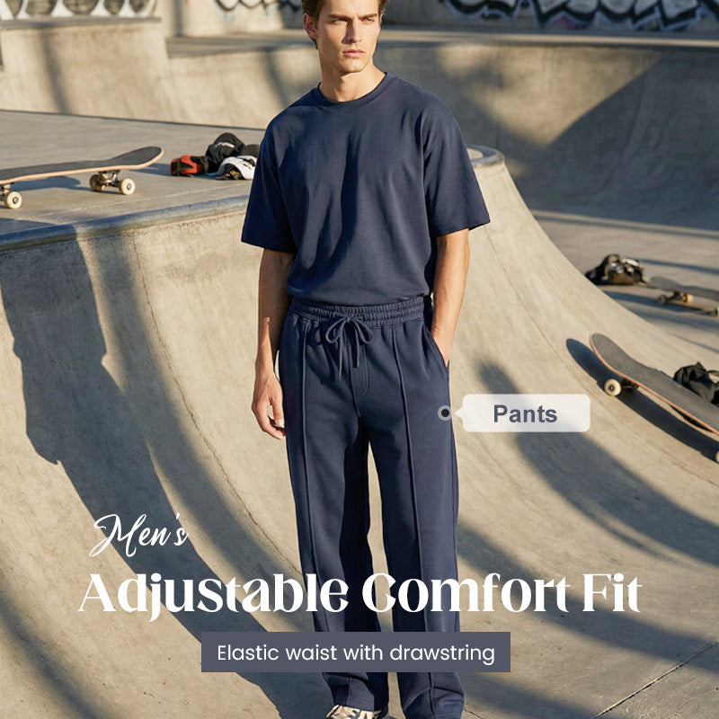 Herren Stretch-Hose mit geradem Bein | Atmungsaktive Freizeithose mit Kordelzug &amp; Taschen | Bequeme Relax-Fit Hose