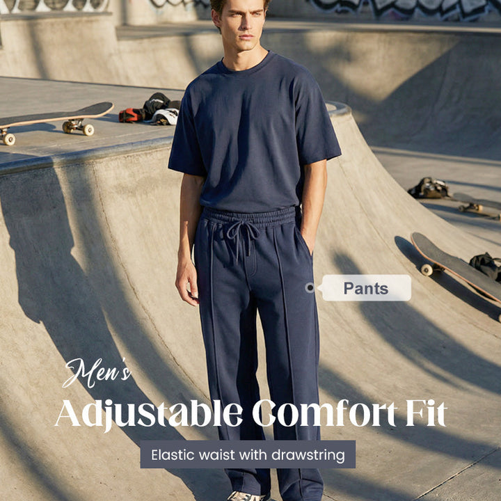 Herren Stretch-Hose mit geradem Bein | Atmungsaktive Freizeithose mit Kordelzug &amp; Taschen | Bequeme Relax-Fit Hose